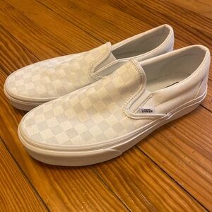 Vans White Checkered Slip-On Sneakers